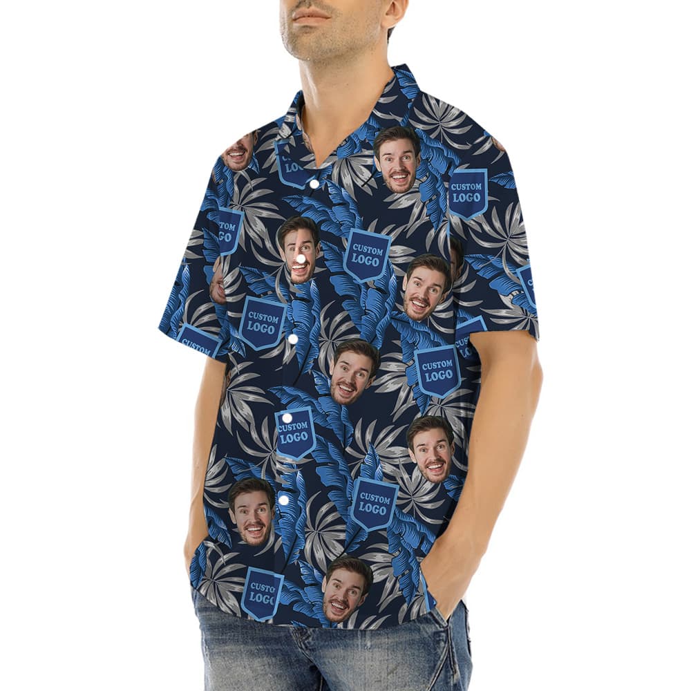 Custom Face and Logo Hawaiian Shirt4