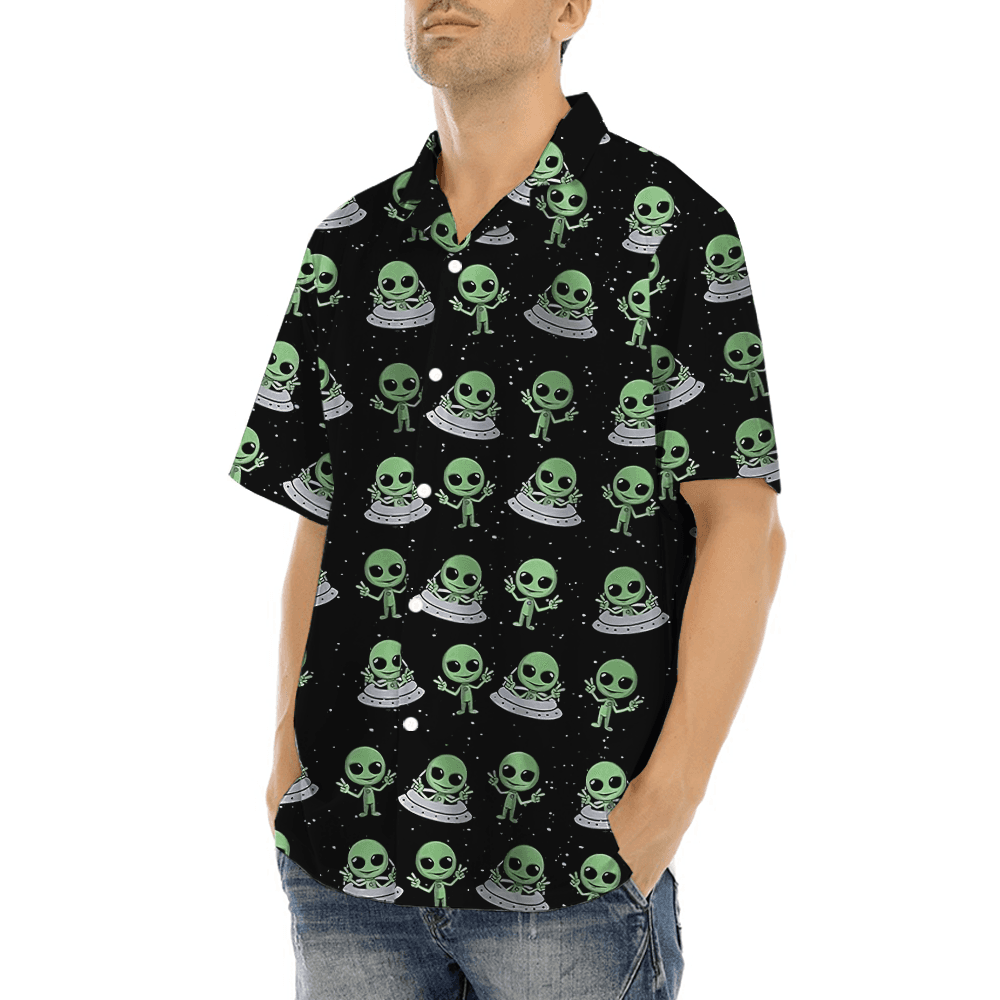 Cute Alien UFO Hawaiian Shirt (6)