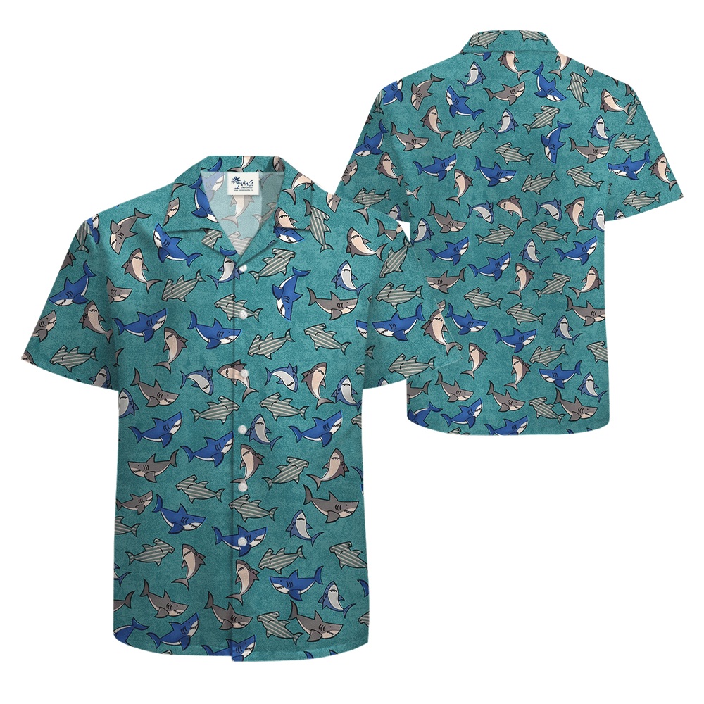 Cute Shark Blue Hawaiian Shirt (3)