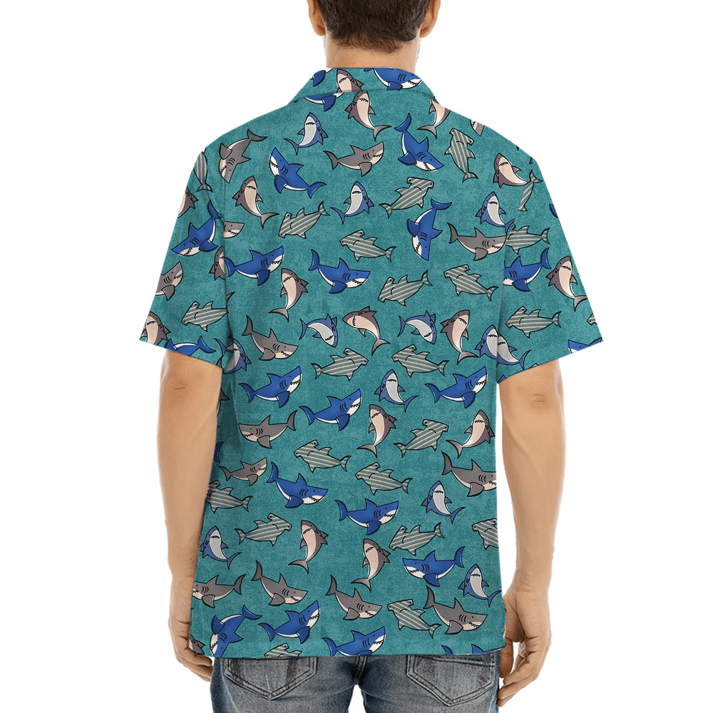 Cute Shark Blue Hawaiian Shirt (4)