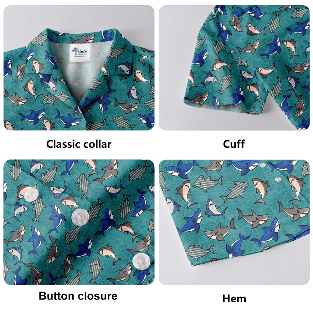 Cute Shark Blue Hawaiian Shirt