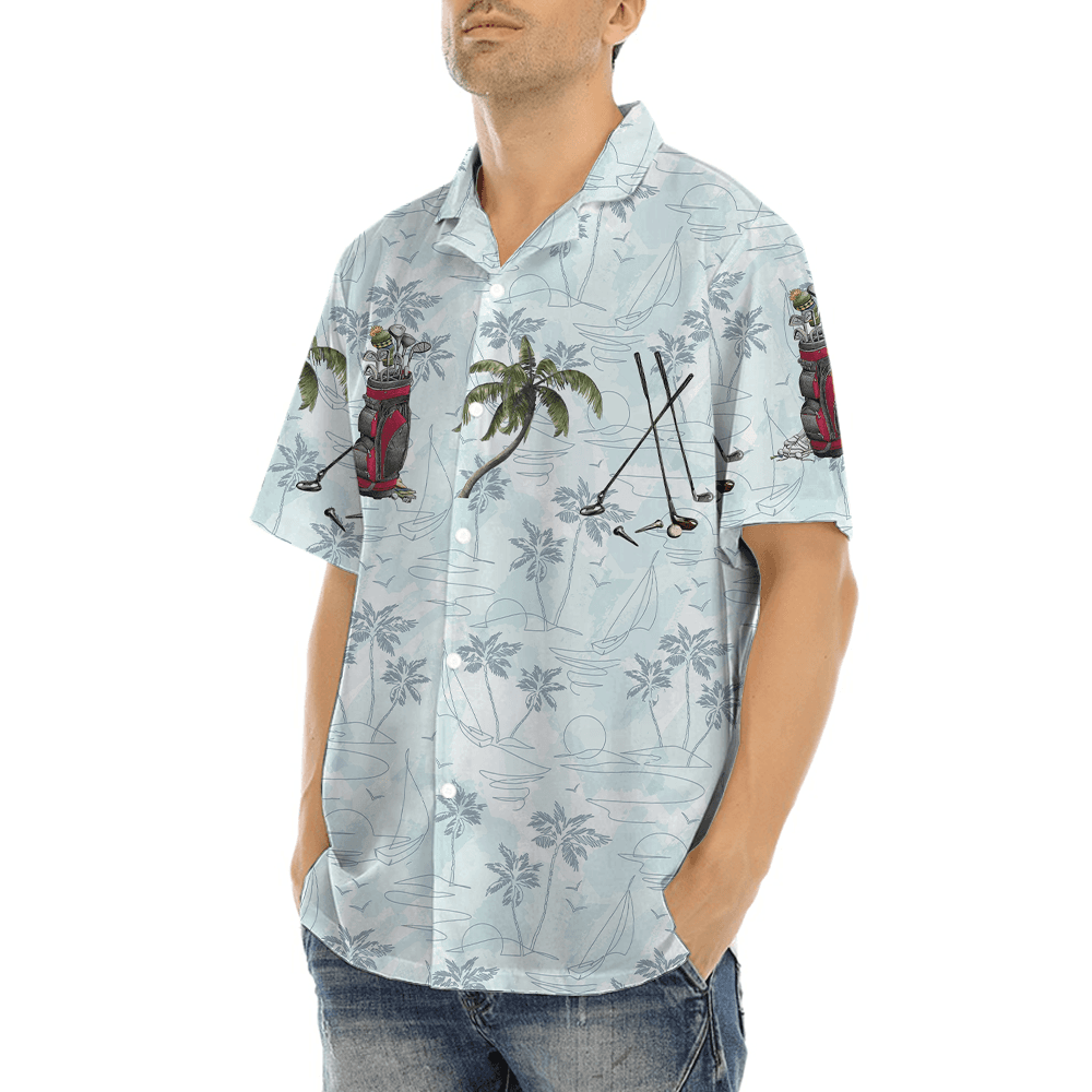 Golf Palm Tree Blue Hawaiian Shirt (2)