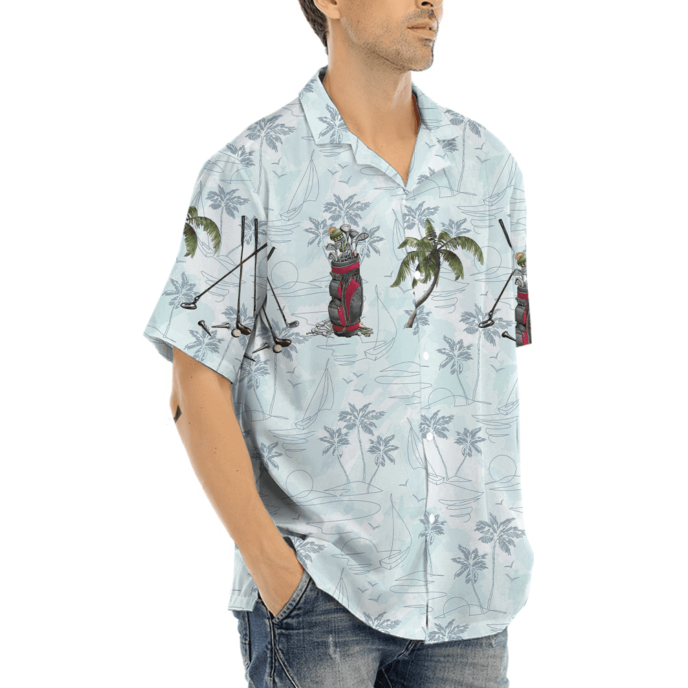 Golf Palm Tree Blue Hawaiian Shirt (3)