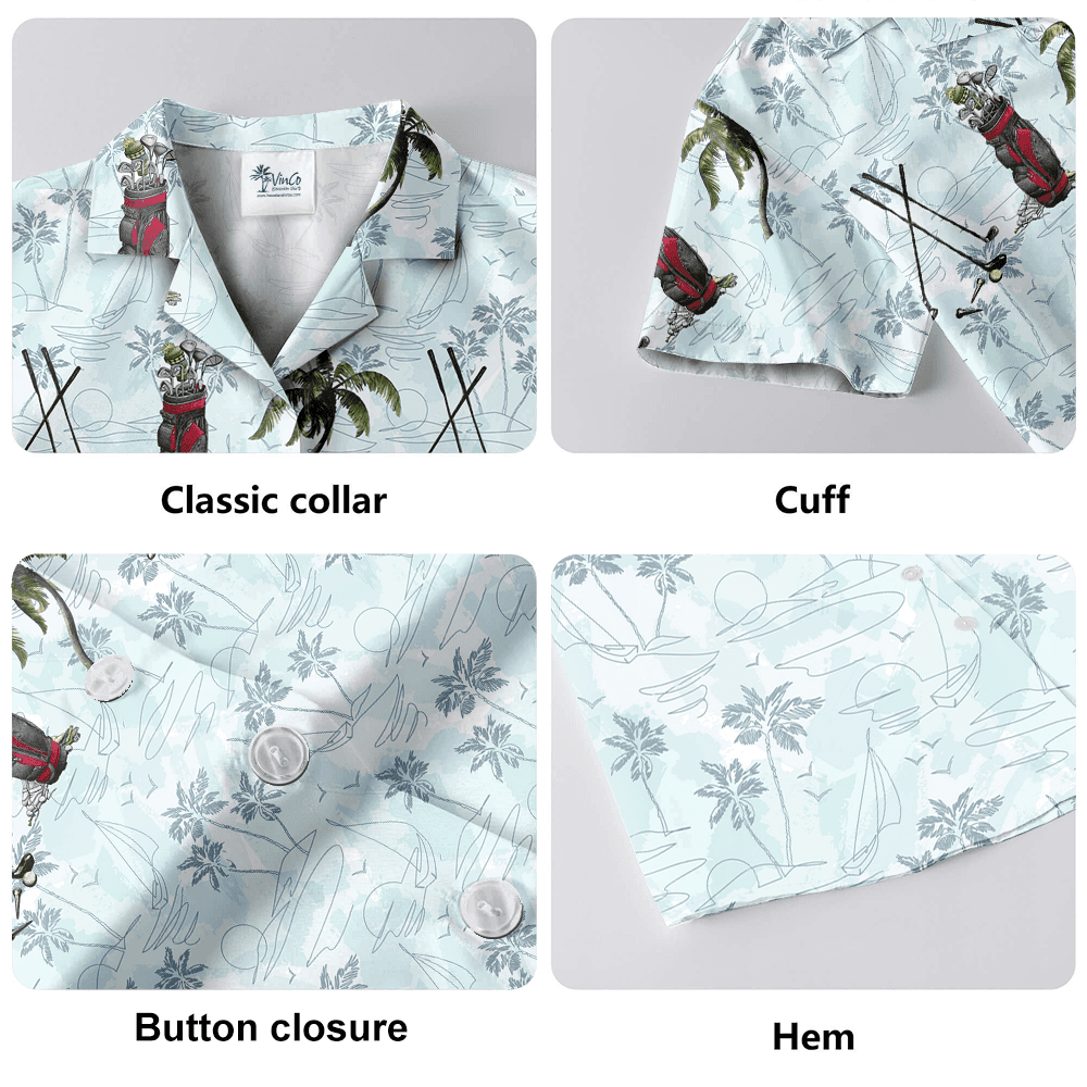 Golf Palm Tree Blue Hawaiian Shirt