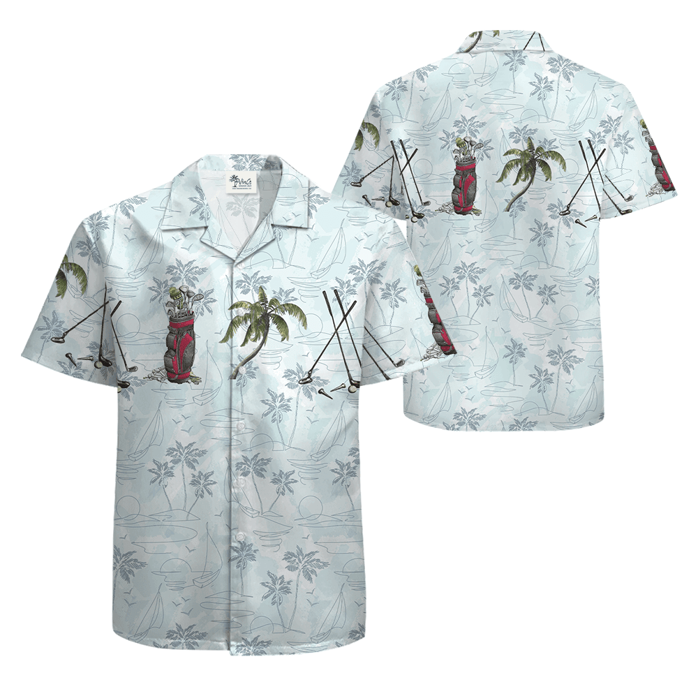 Golf Palm Tree Blue Hawaiian Shirt (7)
