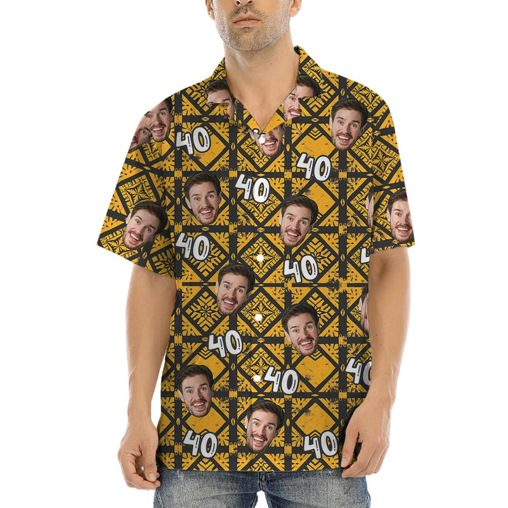 Retro Yellow Pattern Hawaiian Shirt1