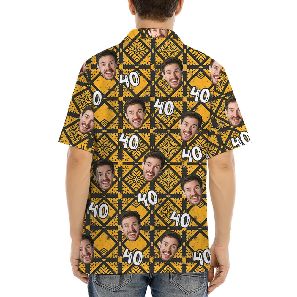 Retro Yellow Pattern Hawaiian Shirt3