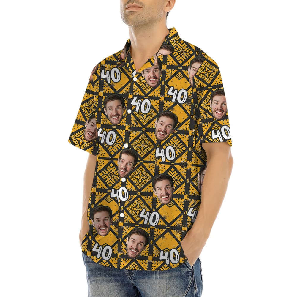 Retro Yellow Pattern Hawaiian Shirt4