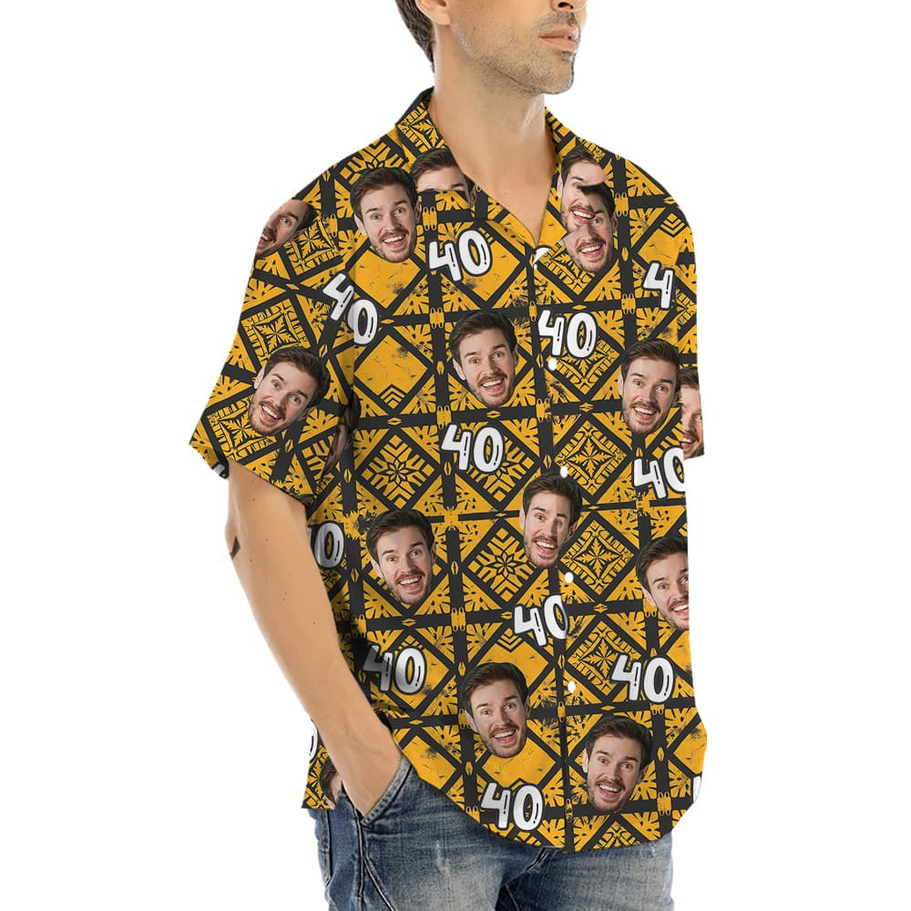 Retro Yellow Pattern Hawaiian Shirt5