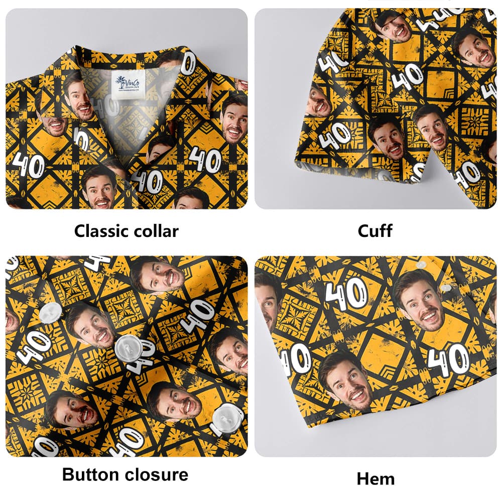 Retro Yellow Pattern Hawaiian Shirt6