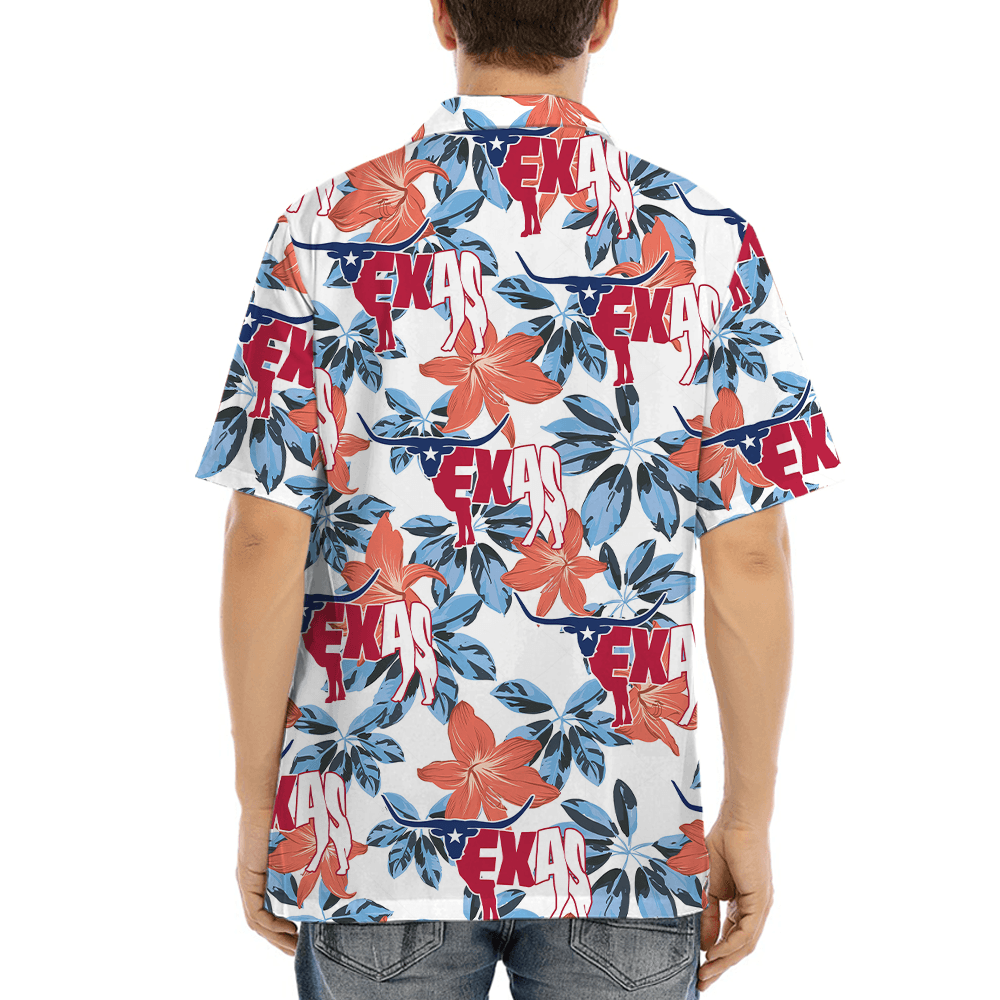 Texas Cow Floral Hawaiian Shirt (2)