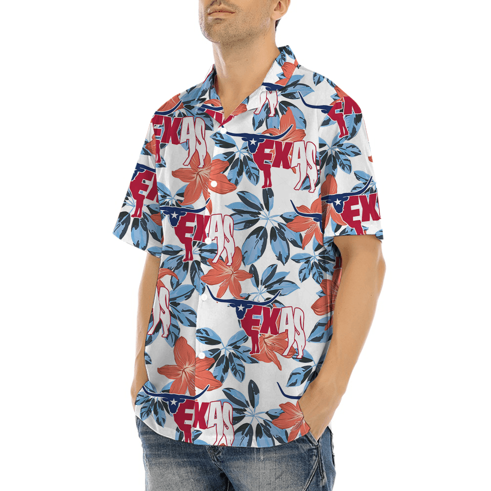 Texas Cow Floral Hawaiian Shirt (3)