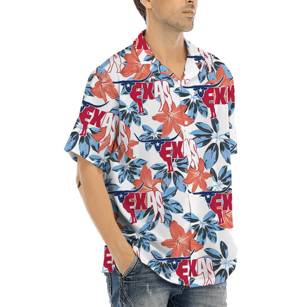 Texas Cow Floral Hawaiian Shirt (4)