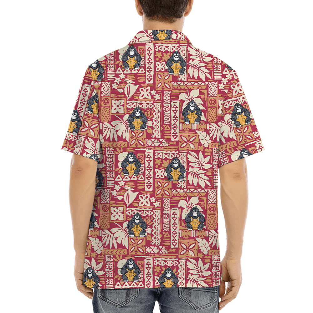 Tiki Bigfoot Red Hawaiian Shirt (3)