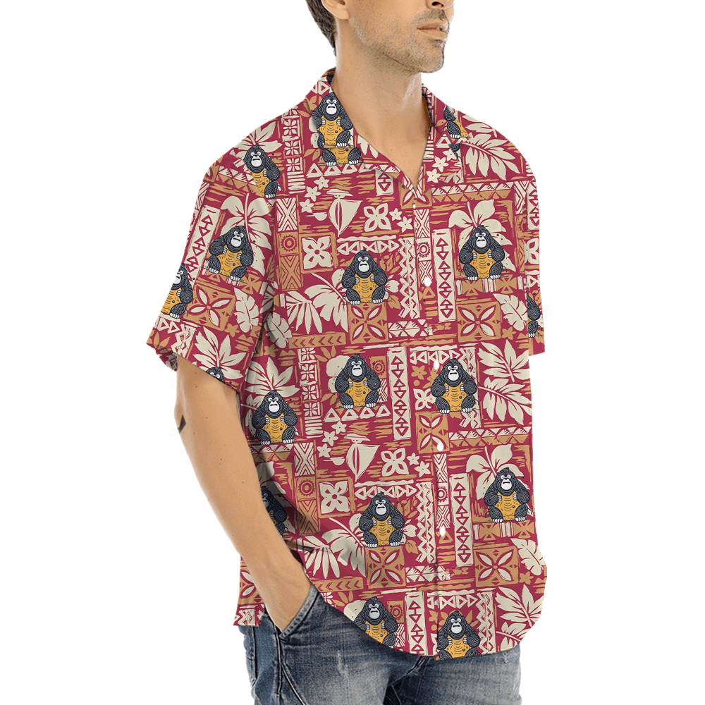 Tiki Bigfoot Red Hawaiian Shirt (4)