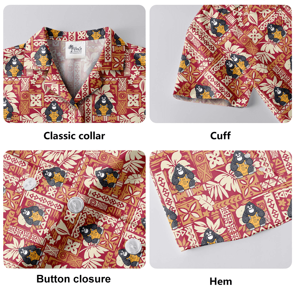 Tiki Bigfoot Red Hawaiian Shirt