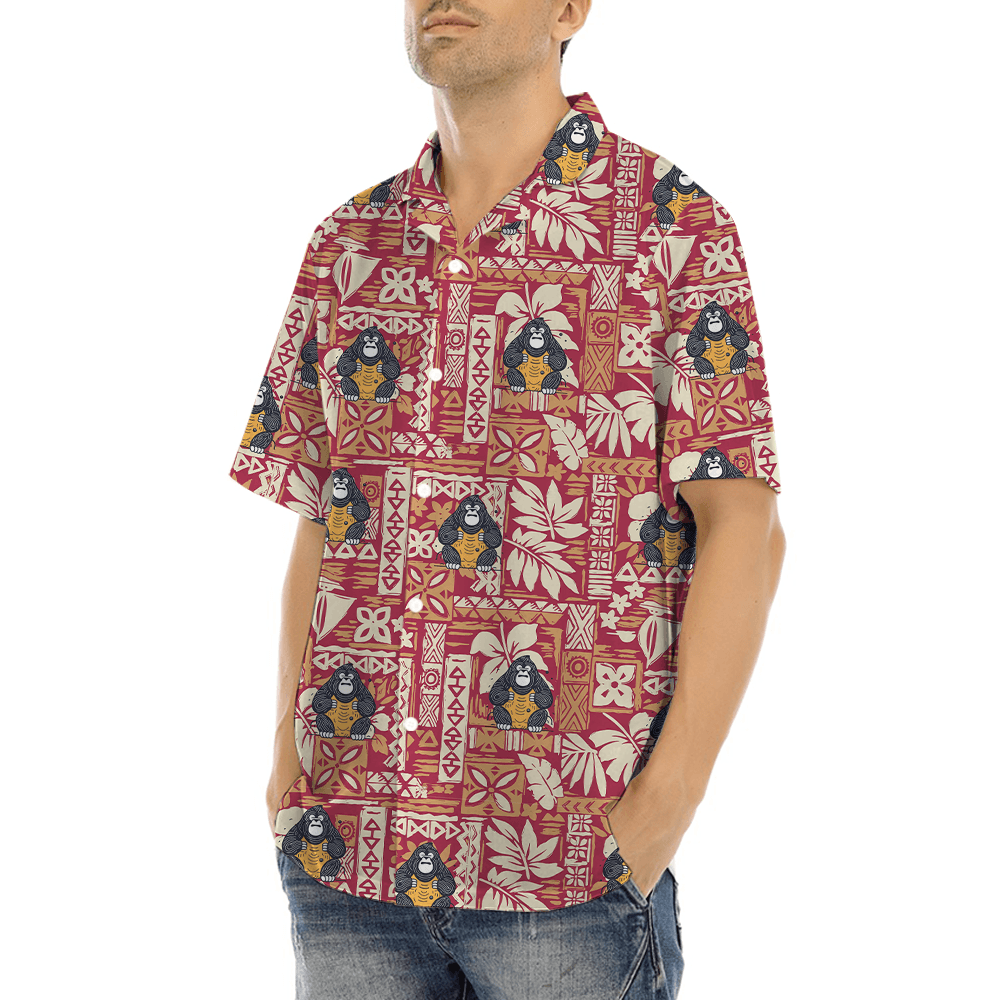 Tiki Bigfoot Red Hawaiian Shirt (7)