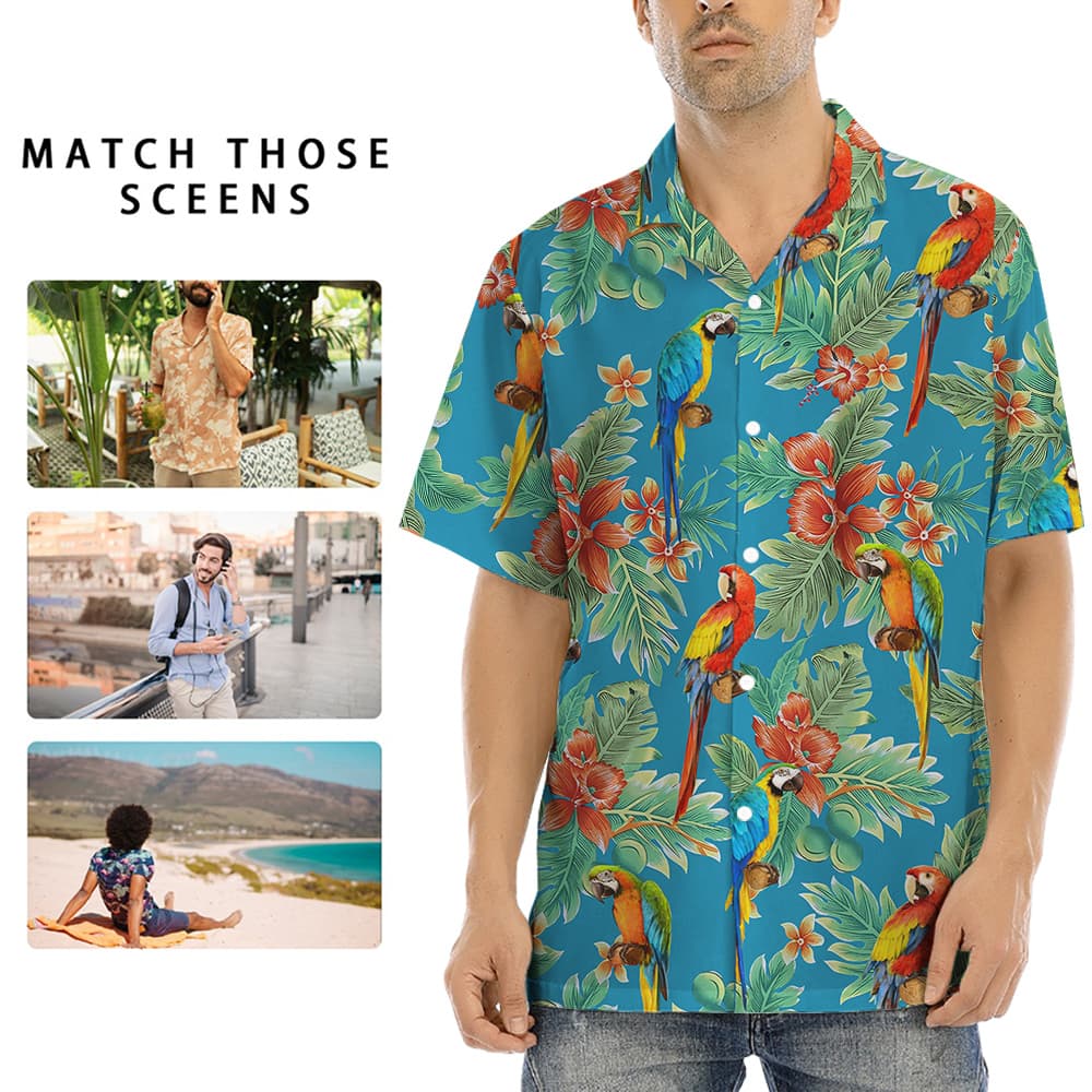 Tropical Parrot Hula Shirt for Men4