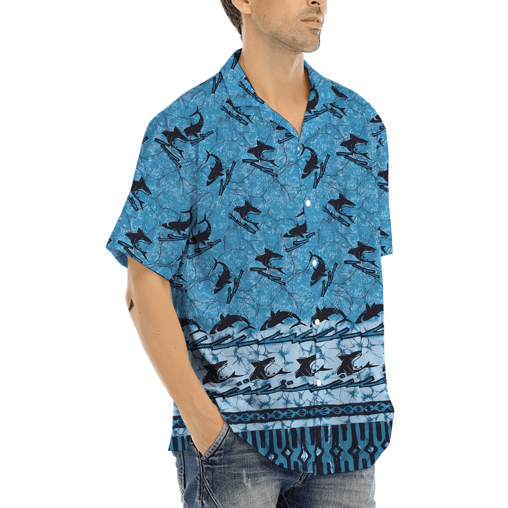 Vintage Shark Blue Aloha Shirt (6)