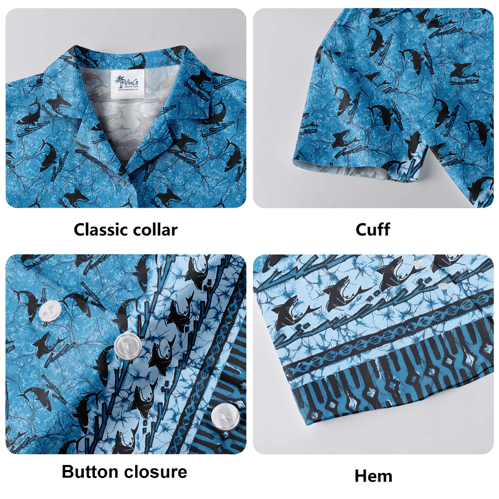 Vintage Shark Blue Aloha Shirt