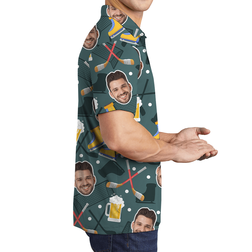 Custom Face Beer Hockey Polo Shirt (1)