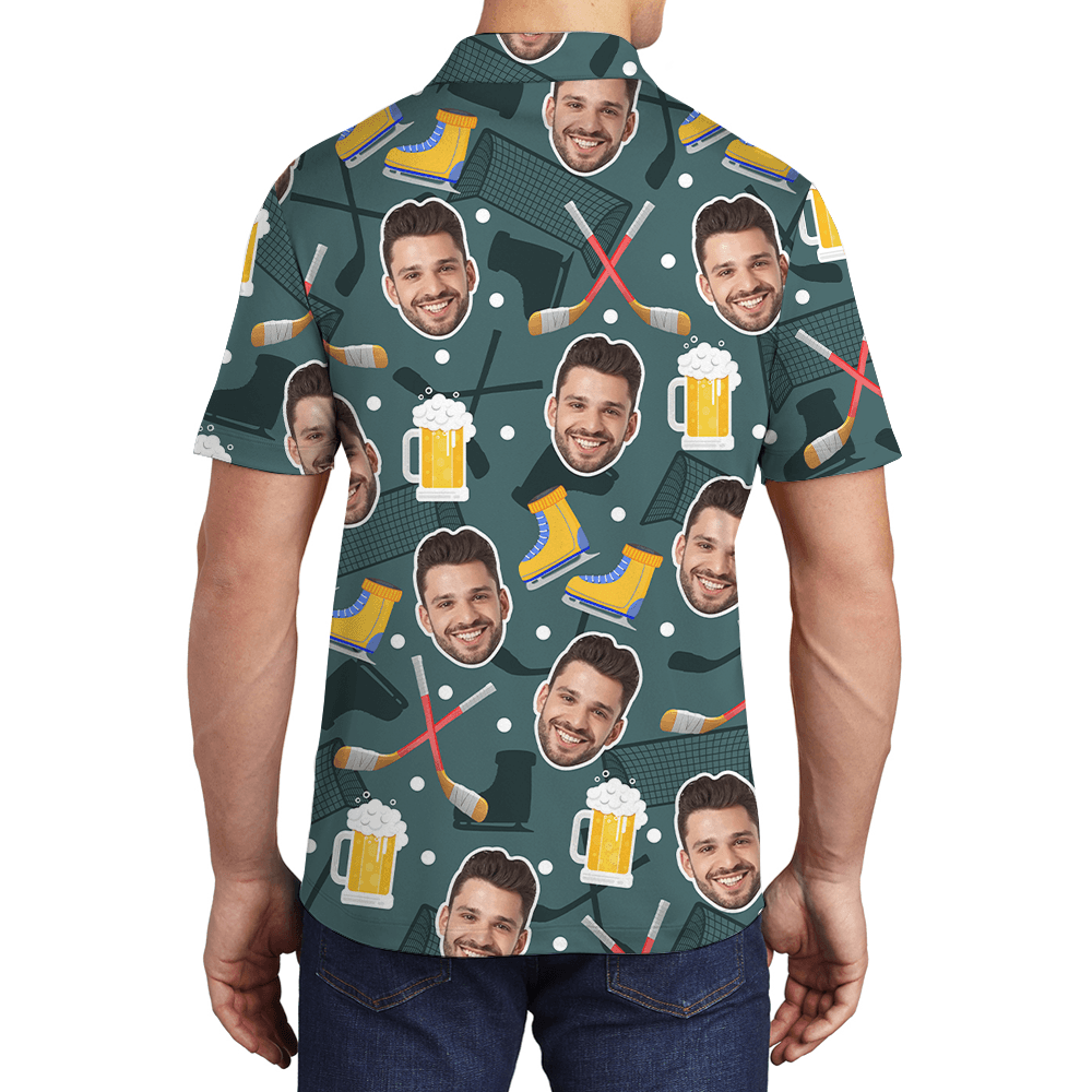 Custom Face Beer Hockey Polo Shirt (3)