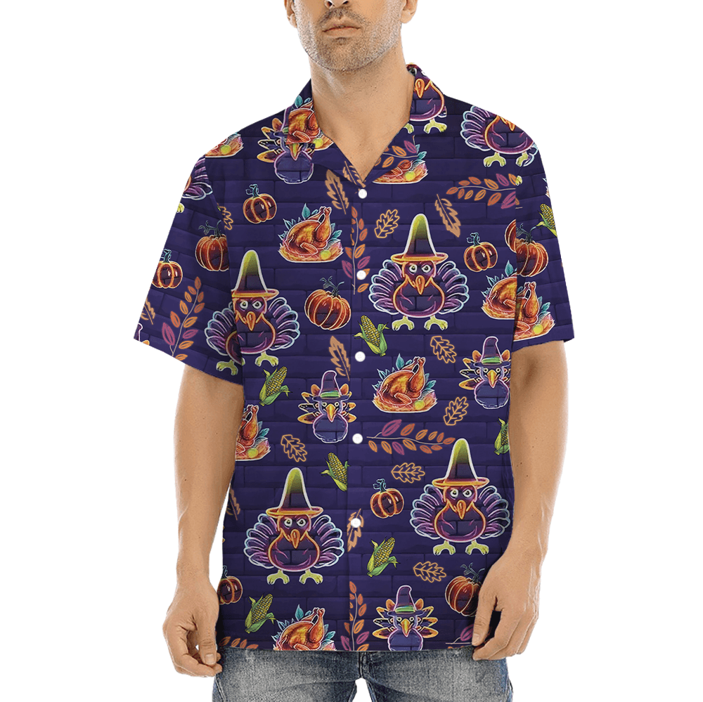 Neon Thanksgiving Hawaiian Shirt (2)