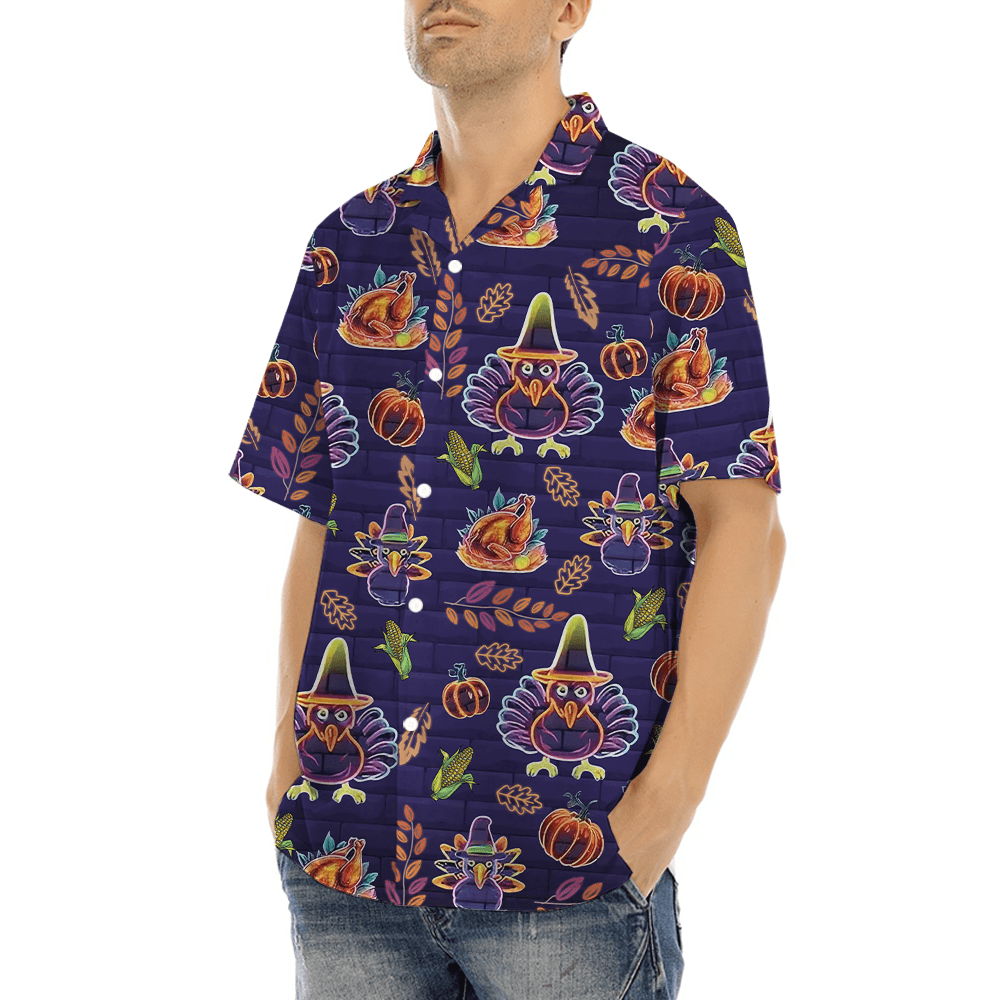 Neon Thanksgiving Hawaiian Shirt (5)