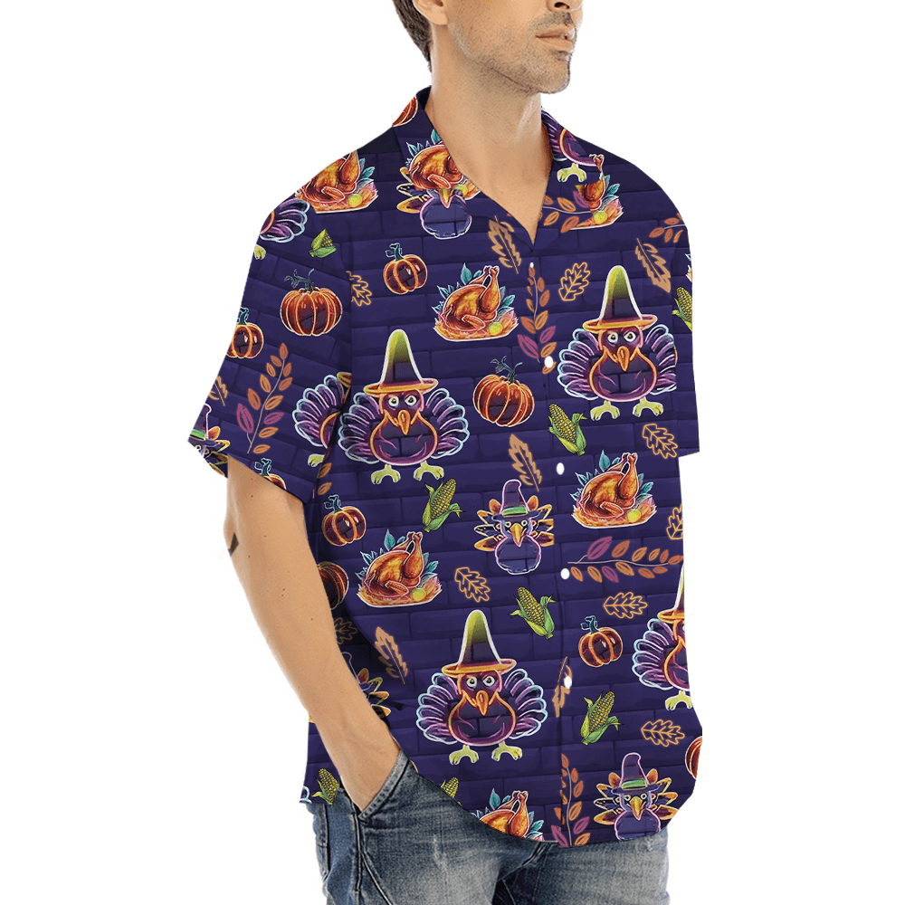 Neon Thanksgiving Hawaiian Shirt (6)