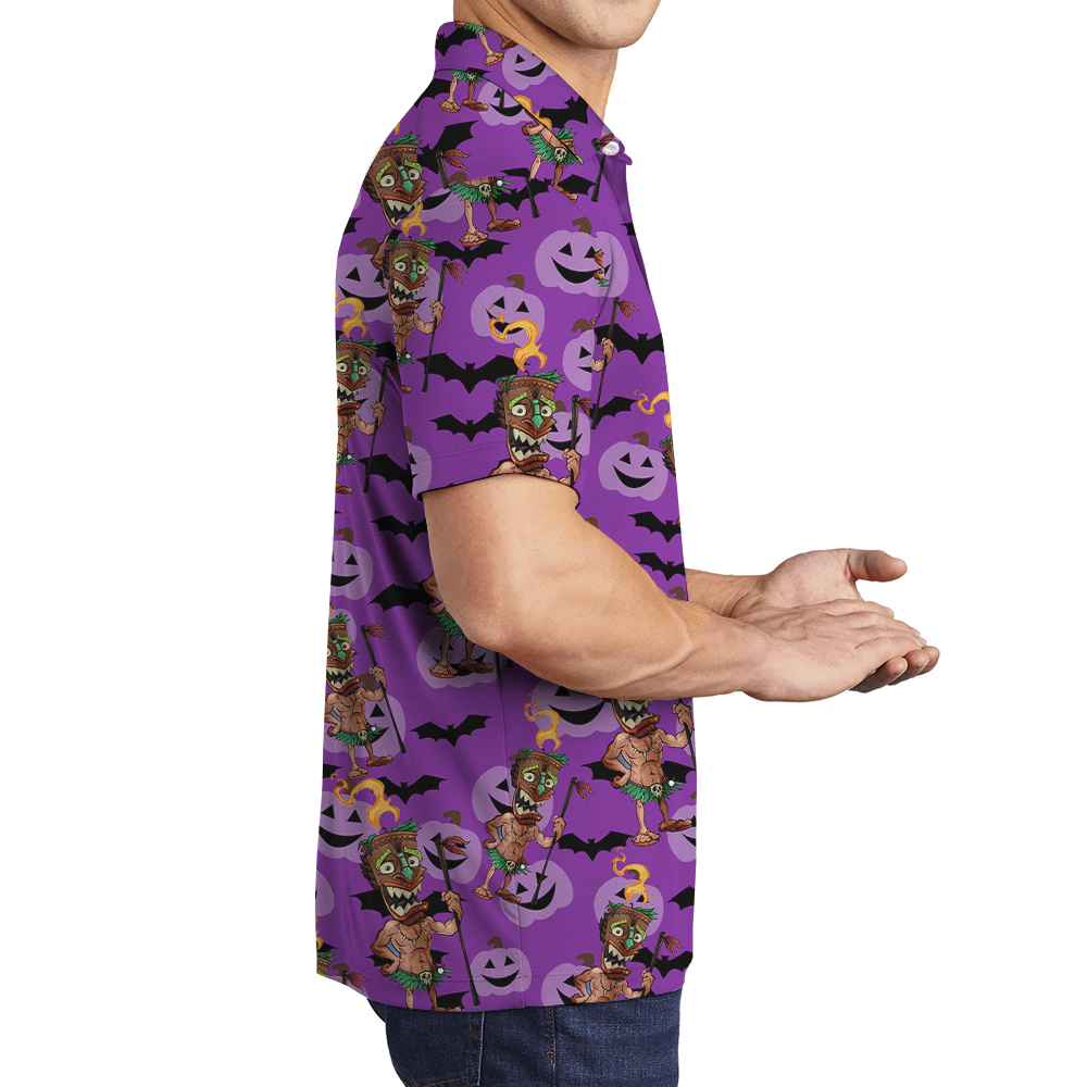 Spooky Tiki Halloween Polo Shirt (1)