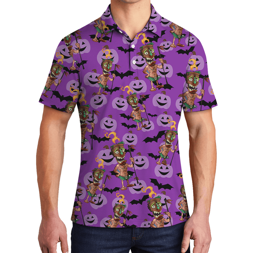 Spooky Tiki Halloween Polo Shirt