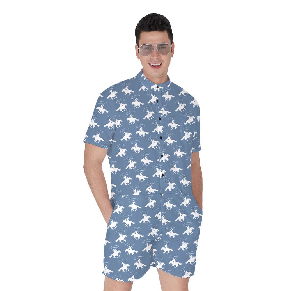 Blue Cowboy Hawaiian Romper