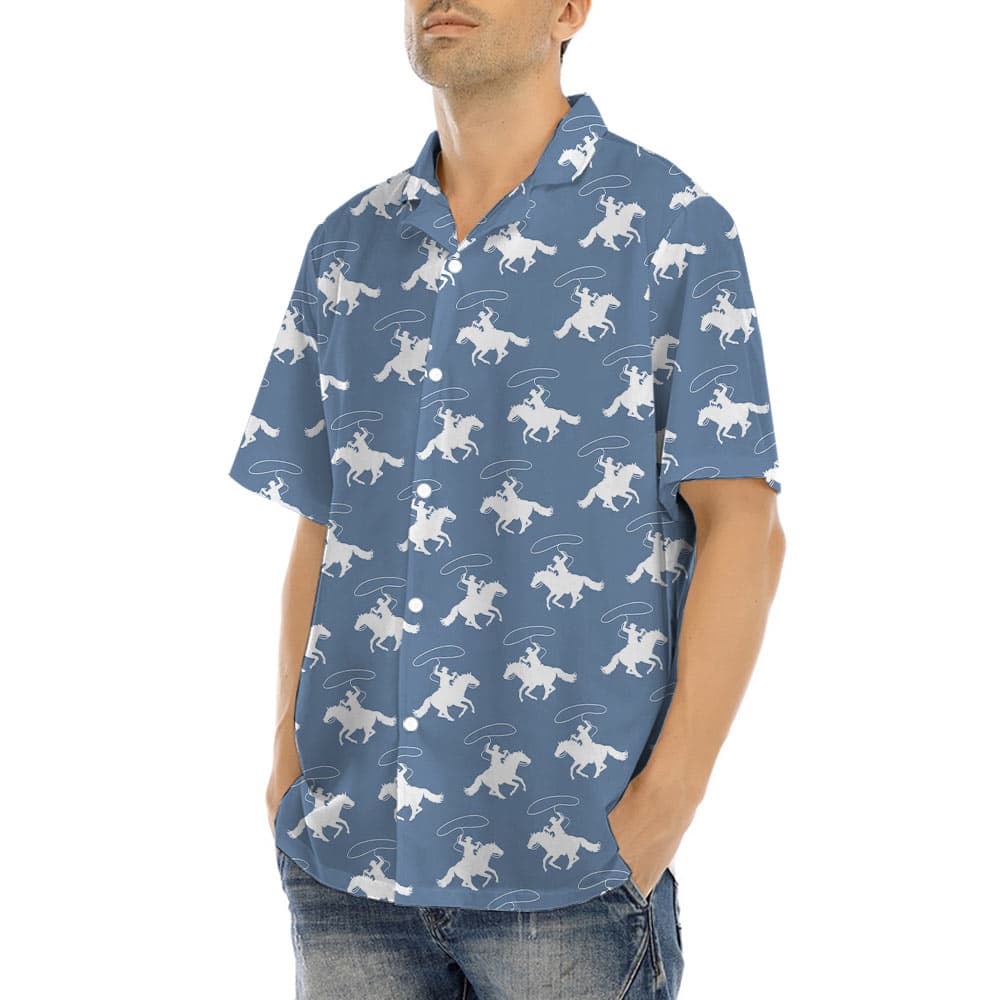 Blue Cowboy Hawaiian Shirt (5)