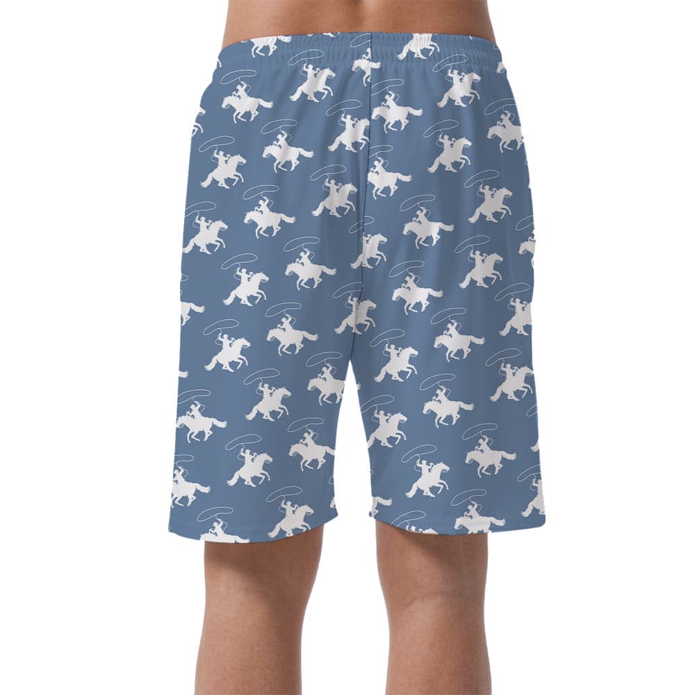 Cute Cowboy Blue Men’s Beach Shorts (3)
