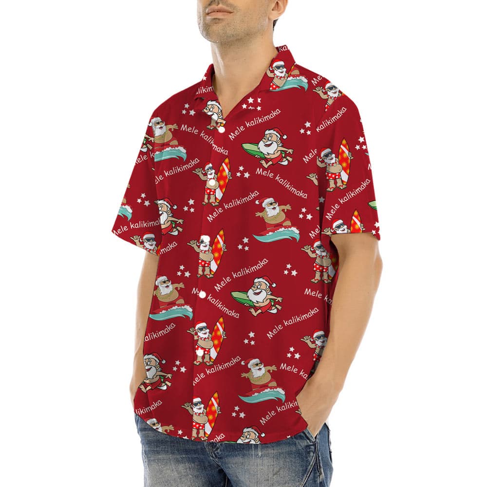 Cute Santa Surfing Hawaiian Shirt (5)