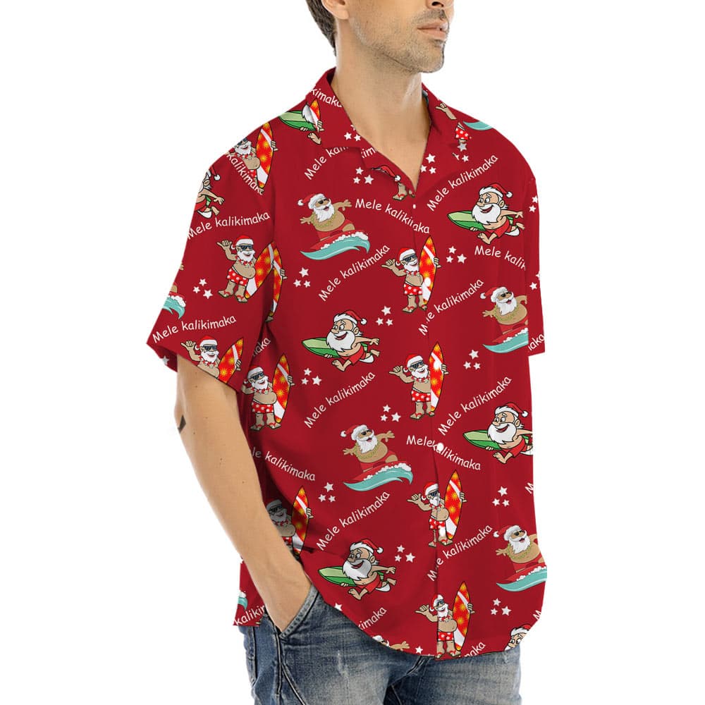 Cute Santa Surfing Hawaiian Shirt (6)