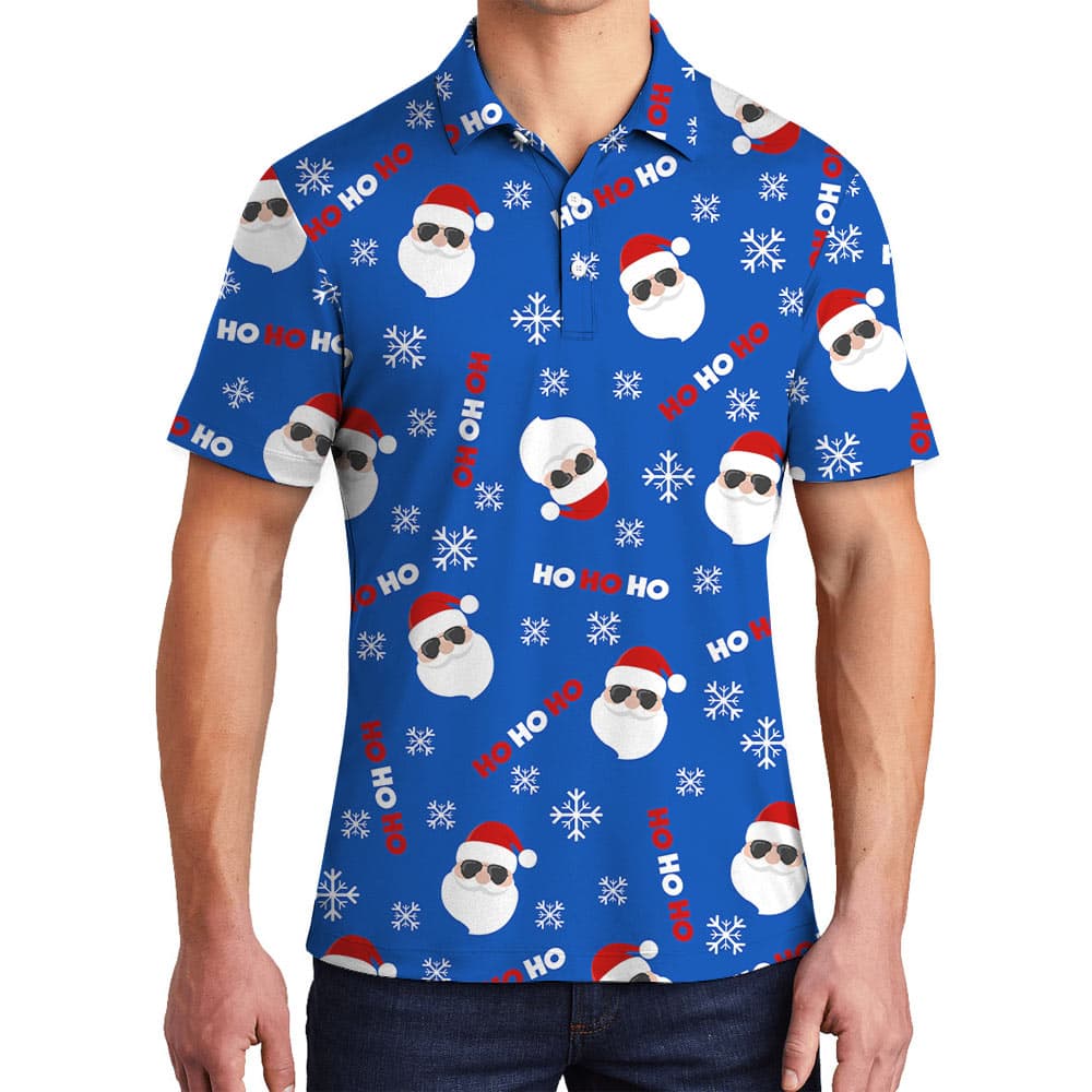 Ho Ho Ho Santa Blue Polo Shirt
