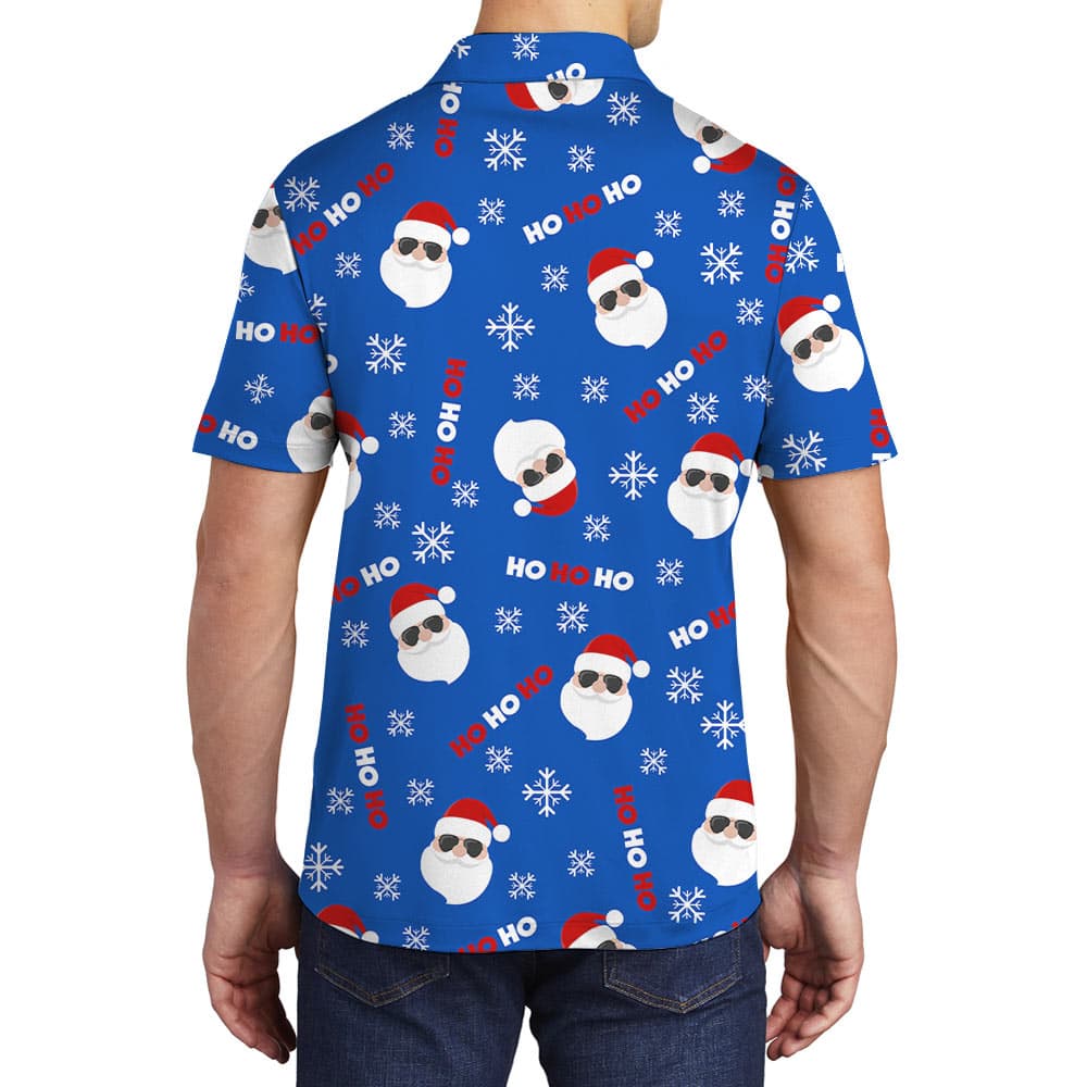 Ho Ho Ho Santa Blue Polo Shirt (3)