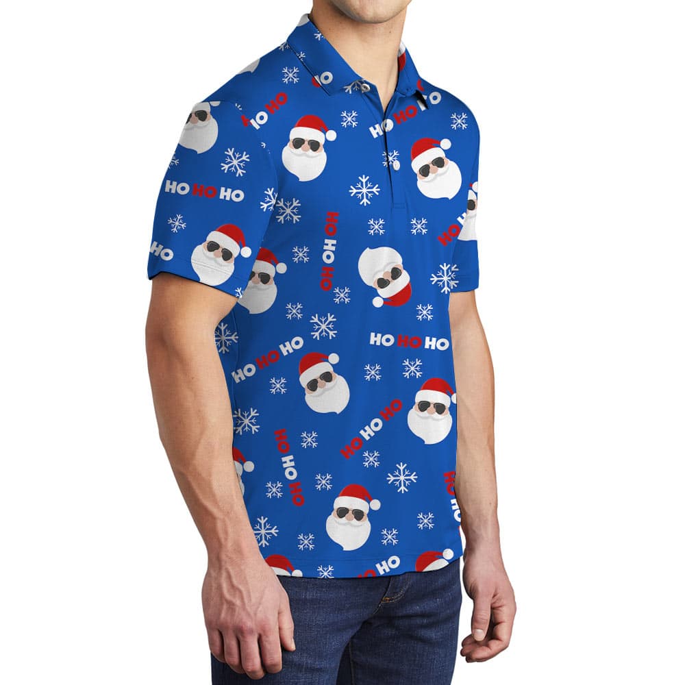 Ho Ho Ho Santa Blue Polo Shirt