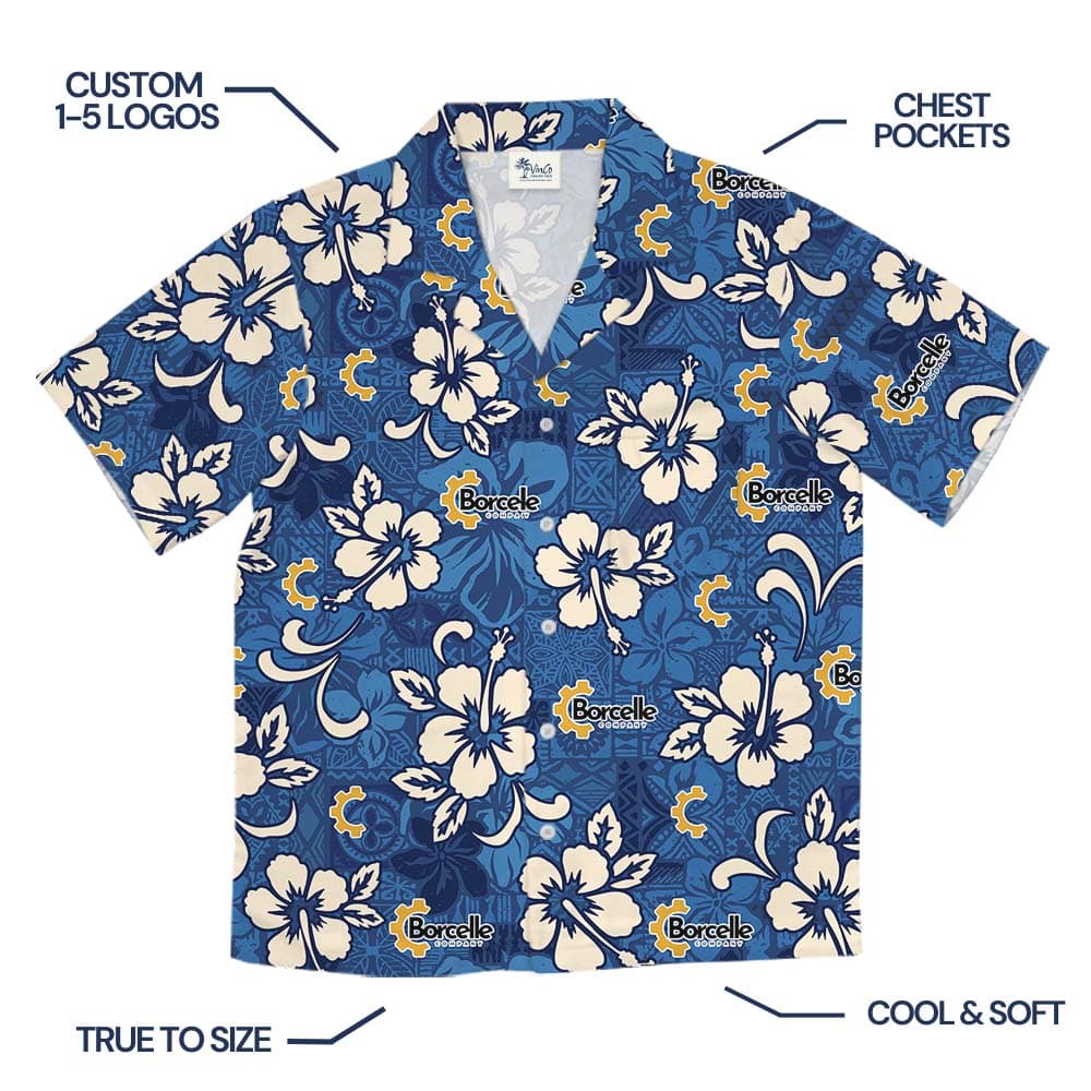 Your Logo On Blue Hawaiian Shirt