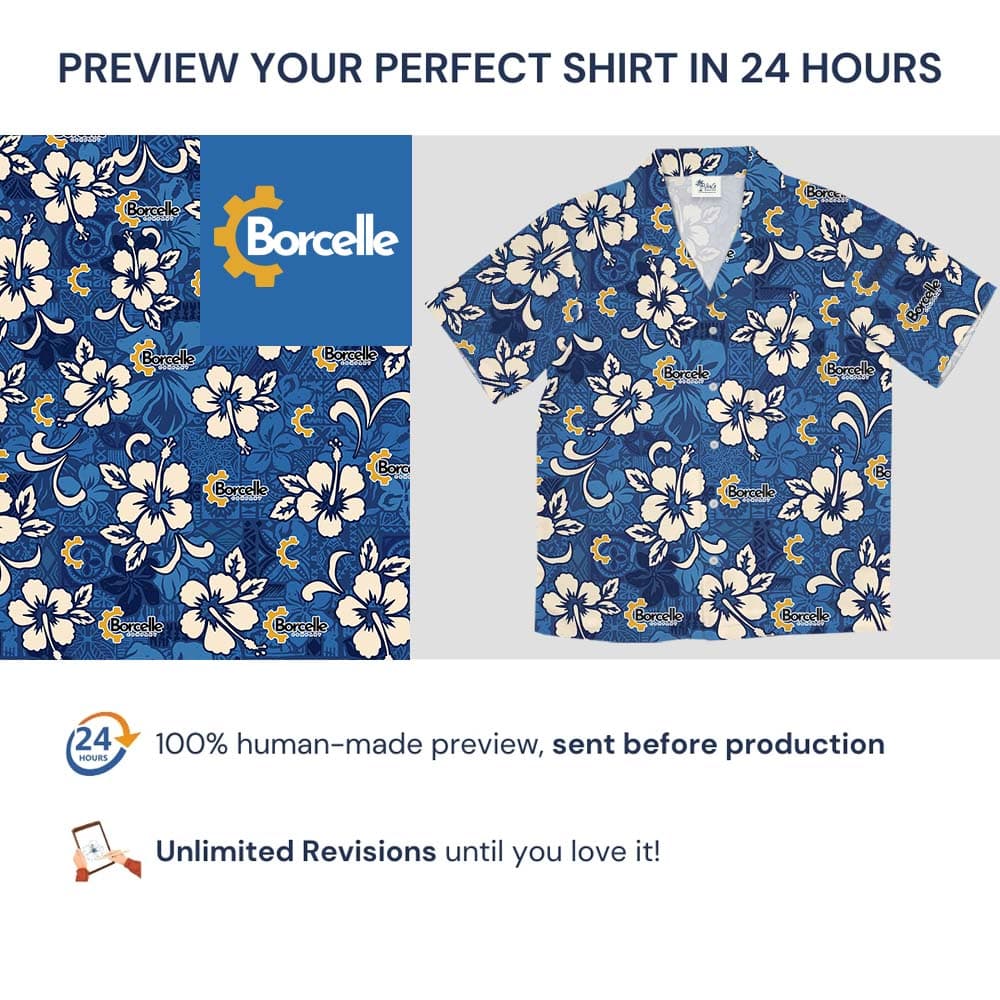 our Logo On Blue Hawaiian Shirt4