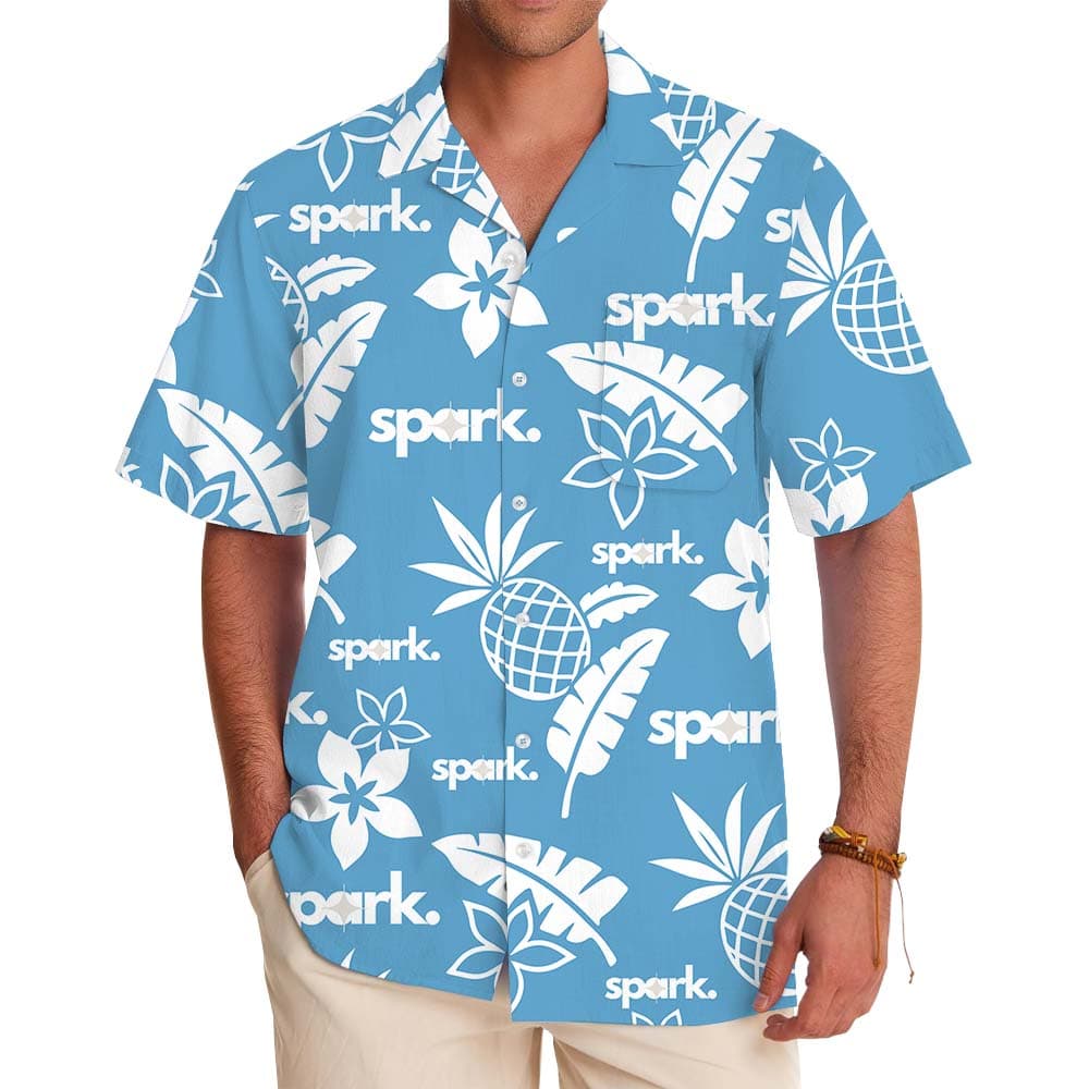 Blue Aloha Shirt With Custom Logo