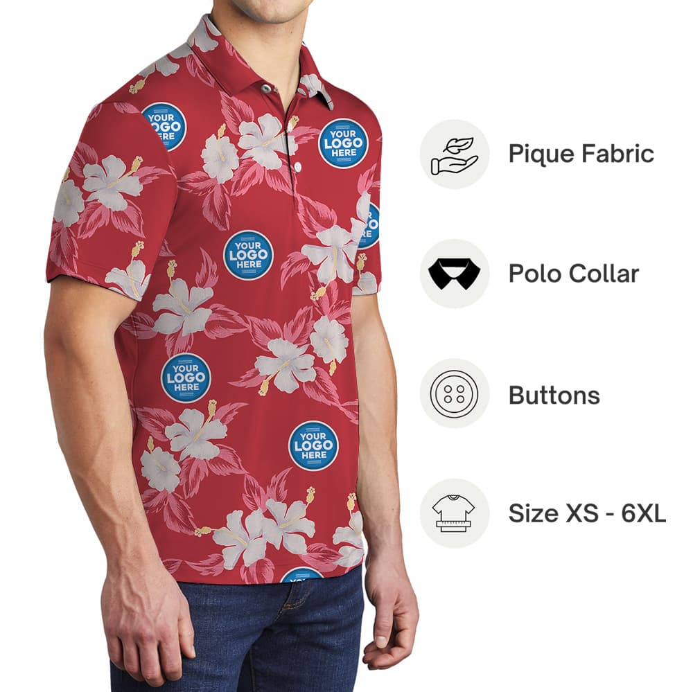 Bulk Custom Logo Floral Polo Shirt