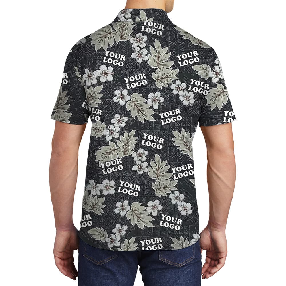 Custom Logo Floral Black Polo Shirt1