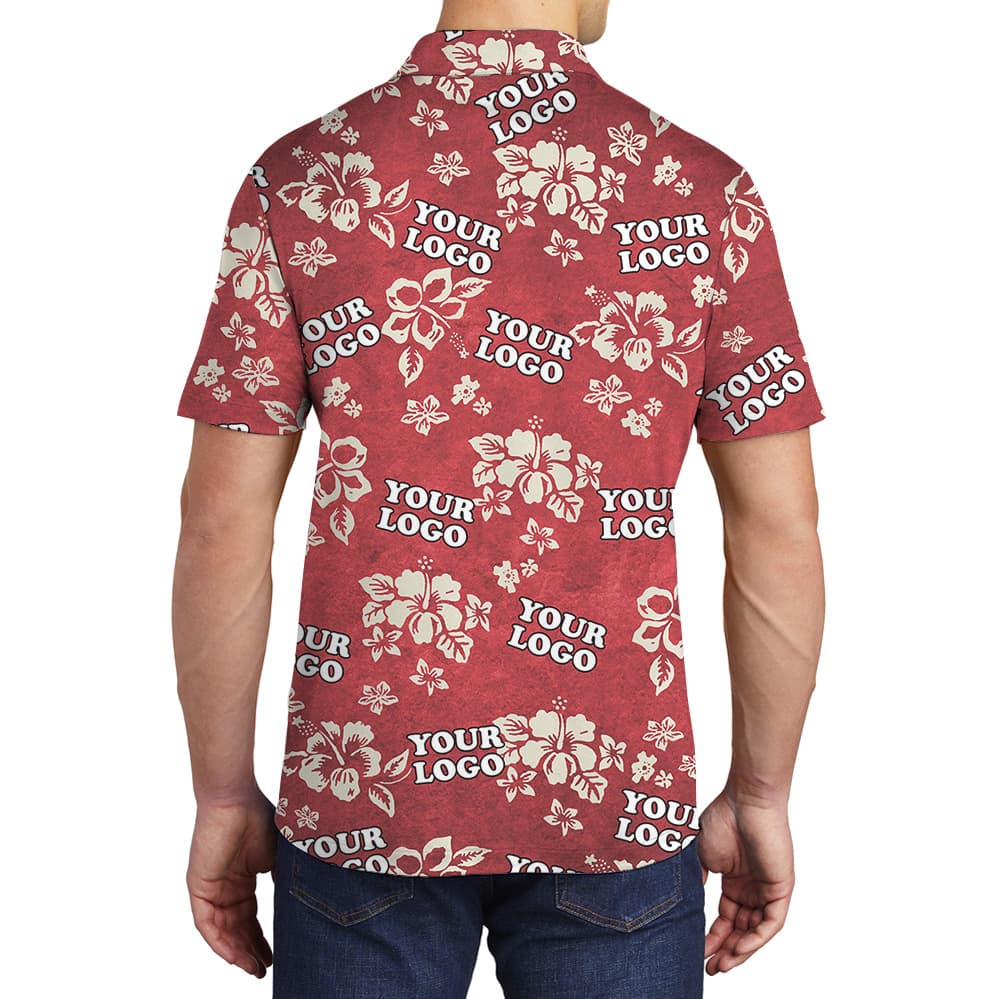 Custom Logo Hibiscus Red Polo Shirt1