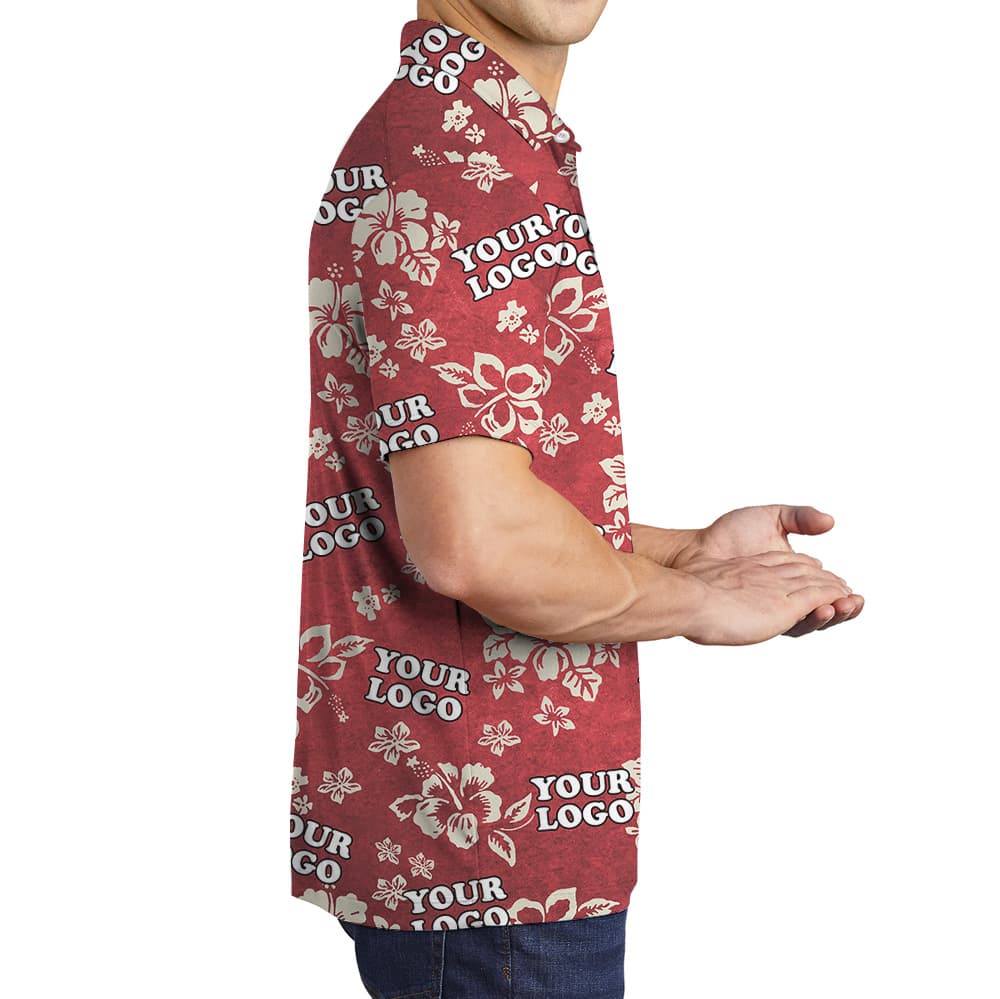 Custom Logo Hibiscus Red Polo Shirt2