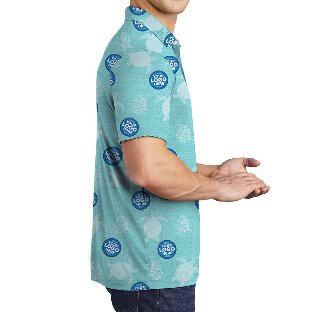 Custom Logo Turtle Blue Polo Shirt2