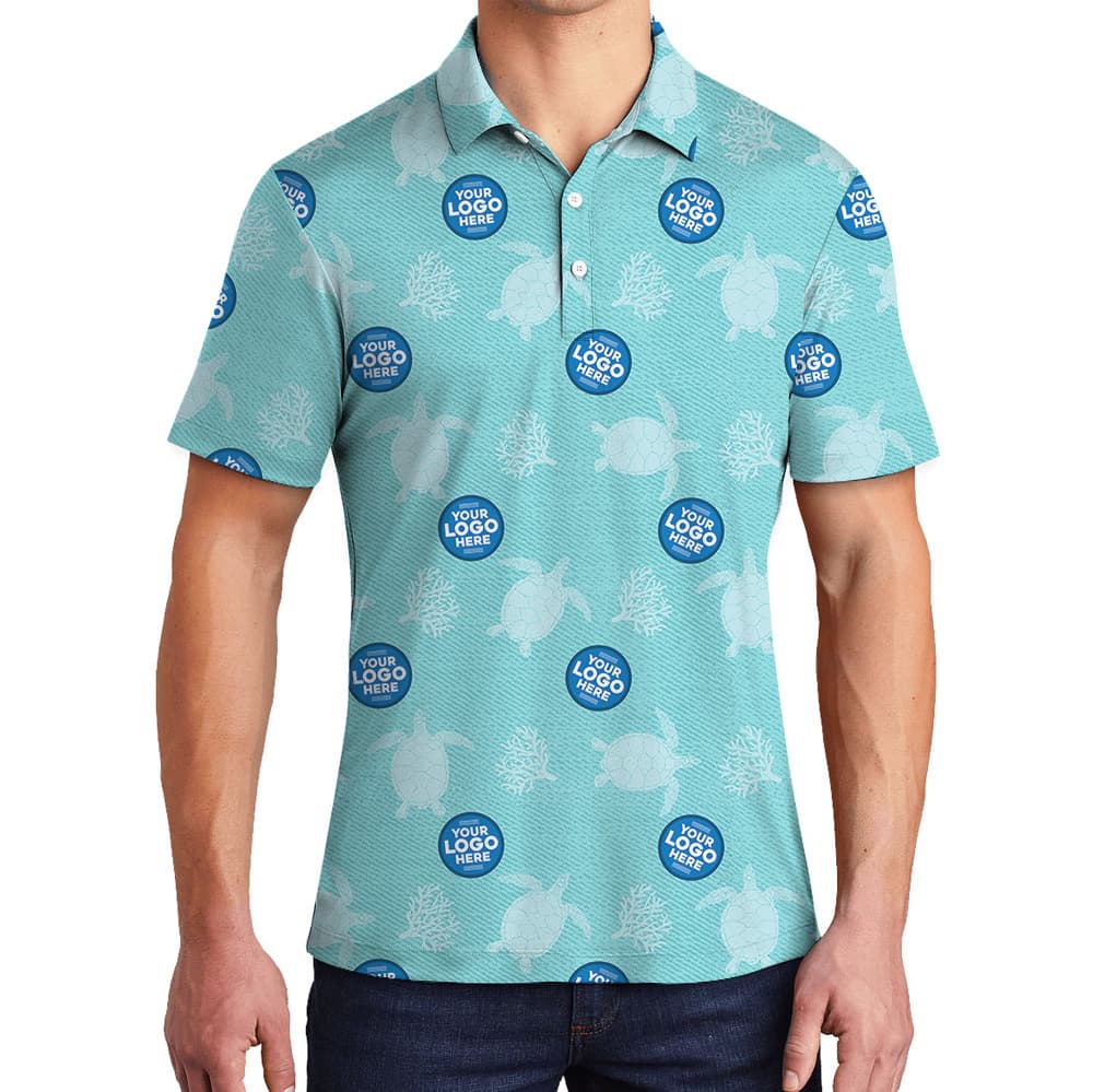 Custom Logo Turtle Blue Polo Shirt4