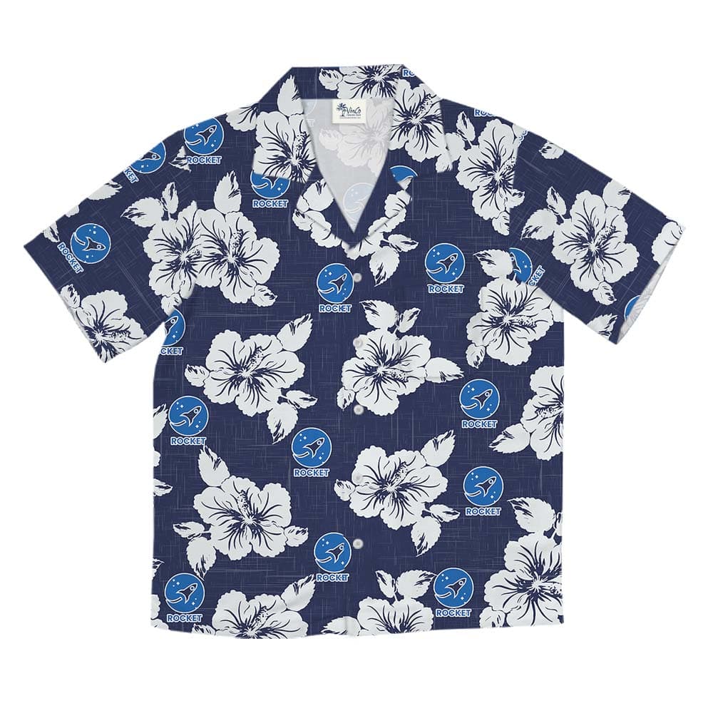 Custom Branding Navy Hawaiian Shirt4