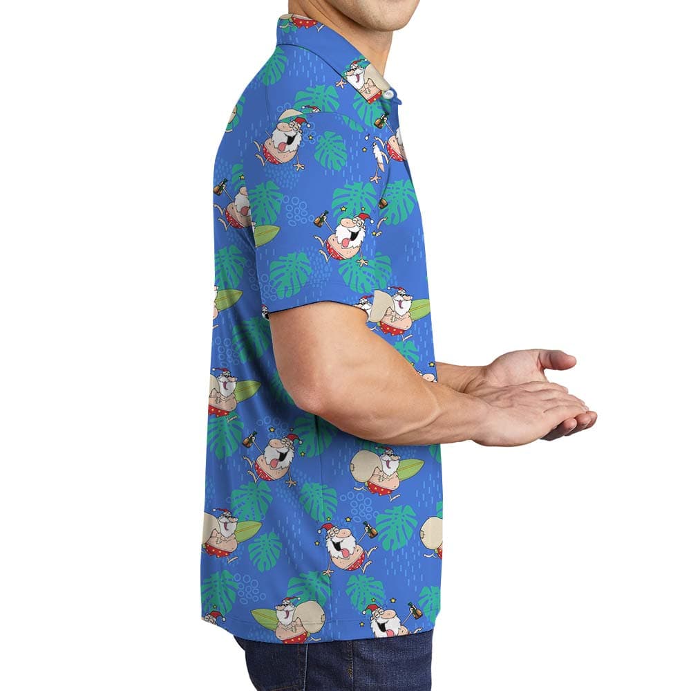 Humorous Santa Tropical Golf Shirt3